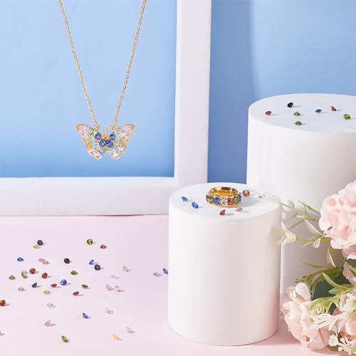 PH PandaHall 400pcs 5mm Cubic Zirconia Stone 8 Colors Round Faceted Rhinestone Diamond Stones Gems Gemstone Loose CZ Stones for Ring Earring Bracelet Pendant Jewelry Art Craft Making