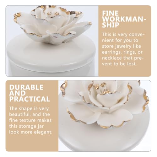 DECHOUS Small Ceramic Trinket Box with Lid - Jewelry Organizer Case for Women Girls Storage Ring, Earrings, Necklace - Gifts for Mother's Day Birthday Anniversary