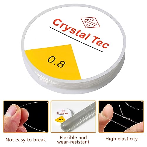 6 Rolls Elastic Bead Thread, 0.8mm Stretchy Bracelet String, Nylon String for Bracelets for Bracelet Making, Clear String for DIY Bead Jewellery Necklace Bracelet - size: 0.8mm