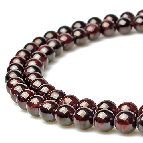 MJDCB Natural Stone Beads Garnet Round Loose Beads for Jewelry Making DIY Bracelet Necklace (8mm) - color: Garnet, size: 8mm