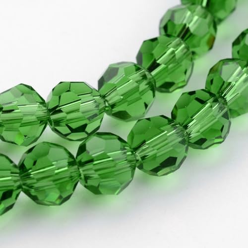 Perlin Czech Bohemian Crystal Glass Beads Faceted Round 4mm 90 Pieces Loose Spacer 1 Strand Beads for DIY Jewelry Earrings Necklace Bracelet Making (Green) - color: Green