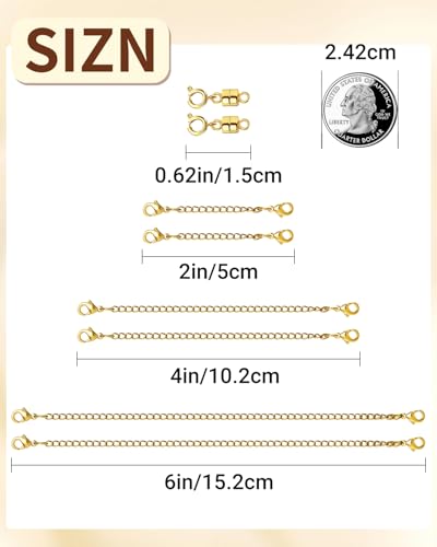 MKCYD Necklace Extender and Magnetic Necklace Clasp, Magnetic Clasps for Bracelet Extenders Gold Chain Extension for Jewelry Repair Kit - color: 14Pcs Gold