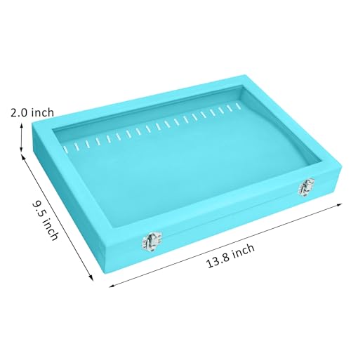 Vicoter Velvet Necklace Display Jewelry Tray 20 Hook Necklace Tray Necklace Pendant Jewelry Tray for Women and Girls - color: Light Blue, size: 20 Hook