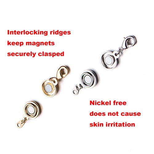 Zpsolution Locking Magnetic Clasps for Jewelry Necklaces Bracelets - Light and Small Keep the Clasp in Back - color: 4 Gold and 4 Silver