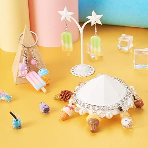 Craftdady Resin Plastic Miniature Food Snack Pendants Charms Ice Drink Juice Pendants Cute Bottle Fruit Keychain Charms Hang Ornament for DIY Craft Earring Bracelet Necklace Jewelry Making - color: Mixed Color Boba Tea & Ice Cream