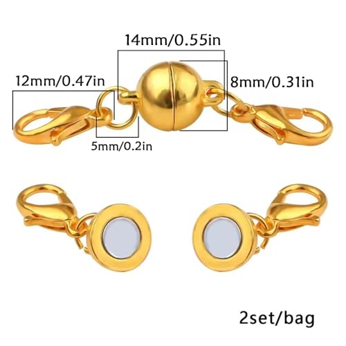 925 Silver Double Lobster Magnetic Necklace Clasps (6pcs | Gold Silver) - color: 6pcs | gold silver