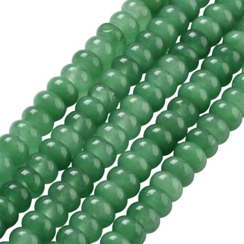 1 Box 148PCS 5x8MM Natural Green Abacus Stone Beads Strands with Hole Disk Rondelle Gemstone White Jade Dyed Flat Loose Spacer Bead for Jewelry Making Bracelet Necklace DIY Crafts Supply - color: Green, size: 148pcs