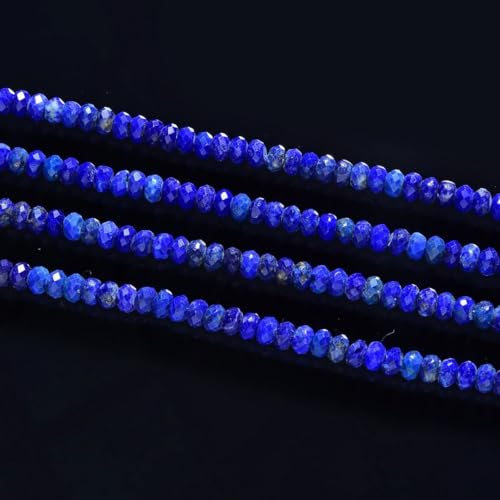 Adabele 15 Inch Natural Blue Lapis Lazuli Healing Gemstone 4mm x 3mm Tiny Small Faceted Round Rondelle Loose Beads Stone Spacer (120-130pcs) for Craft Jewelry Making GK-B7 - color: Lapis Lazuli, size: 4mm x 3mm - 15 inch/1 strand
