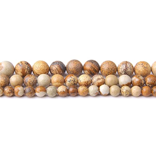 Natural Stone 6mm Brown Picture Smooth Round Loose Beads Energy Gemstone DIY for Jewelry Making Bracelet Necklace 1 Strand 15" - color: Brown Picture, size: 6mm