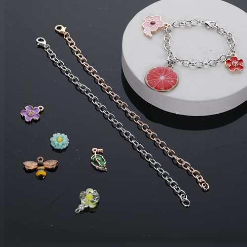 cobee 12 Pcs Charm Bracelet Chain, Metal Silver Chain Bracelet with Lobster Clasps for Women Bracelet Chain Bracelets Jewelry Making Crafts Supplies Men Gifts(Gold and Silver) - color: Gold + Silver