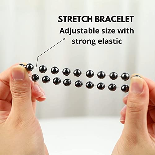 Crystal Vibe 8mm Beaded Bracelets For Women Men - Healing Crystal Bracelet - Adjustable Size - color: Hematite
