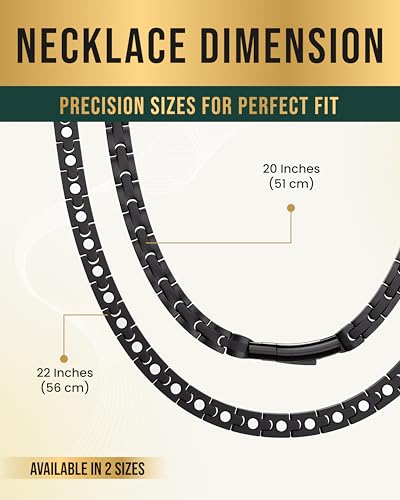 MagnetRX® Titanium Magnetic Necklace – Ultra Strength Magnetic Necklaces for Men & Women – Effective Mens Titanium Necklace with 55 Magnets (Black, 20 Inches) - color: Black, size: 20 Inch (Pack of 1)