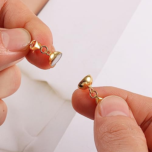 Magnetic Necklace Clasps and Closures 14K Gold Plated 925 Sterling Silver Necklace Extender Magnetic Jewelry Clasps for Bracelet Extenders - color: B-14K Gold