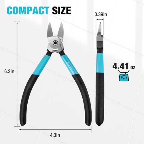 DURATECH 6-Inch Professional Wire Cutters, Flush Cutters with CNC Machined Edges, CR-V Thickened Side Cutters, Ultra-Sharp Flush Cut Pliers for Crafting, Electronics, Zip Ties, and DIY Models