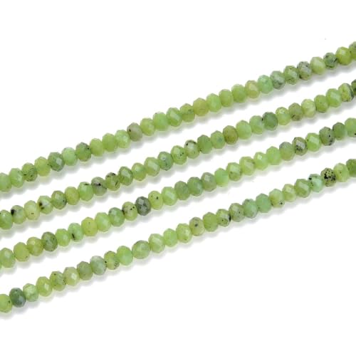 Adabele 15 Inch Natural Green Canadian Nephrite Jade Healing Gemstone 4mm x 3mm Tiny Small Faceted Round Rondelle Loose Beads Stone Spacer (135-145pcs) GK-B4 - color: Canadian Nephrite Jade, size: 4mm x 3mm - 15 inch/1 strand