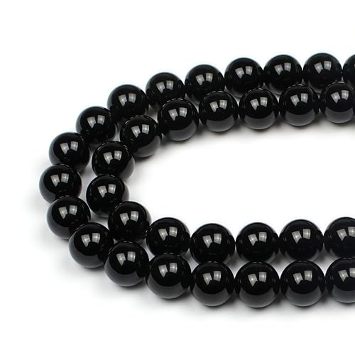 MJDCB Natural Stone Bead Black Onyx Gemstone Loose Beads for Jewelry Making Bracelet Necklace 14mm - color: Black Agate, size: 14mm