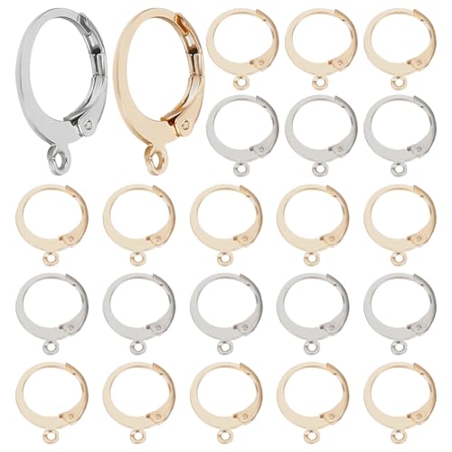 Beebeecraft 1 Box 100Pcs Leverback Earring Findings 18K Gold Plated Stainless Steel Huggie Hoop French Earring Hooks Ear Wire Clasp Clip Dangle for Jewelry Making DIY Findings - color: 100Pcs 18K Gold Platd 304 Stainless Steel #5
