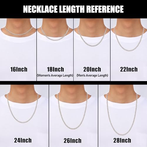 Fiusem 3.5mm Cuban Link Chains for Men, Silver Tone/Black/14K Gold Plated Stainless Steel Necklace Chain, Mens Necklace 16, 18, 20, 22, 24, 26, 28 Inch - size: 22 inches, style: a.3.5mm width-steel