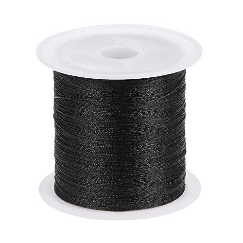 HARFINGTON 0.2mm Nylon Cord Satin Silk Trim Beading String Chinese Knotting Cord Hand Knitting String Bracelet Thread for Bracelets, Beading, DIY Making, Ornaments, Black, 328ft - color: Black