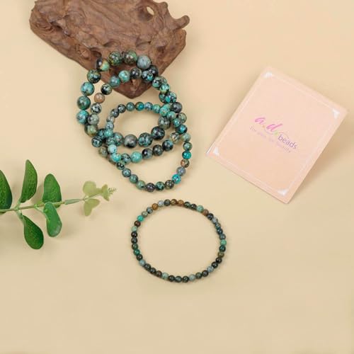 AD Beads Handmade Gemstone Stretch Elastic Bracelet Crystal Healing Reiki Nature's Beauty and Spiritual Essence Unisex - color: African Turquoise (Spiritual Growth), size: 6mm
