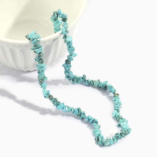 Raw Crystal Necklaces for Women 5-8mm Handmade Natural Stone Necklace Beaded Choker Necklace Healing Crystal Necklace Gemstone Necklace Raw Crystal Beaded Necklace for Her - style: Turquoise