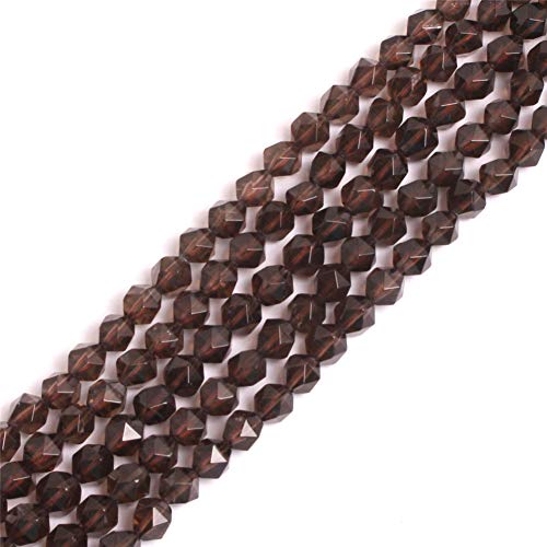 GEM-Inside Natural 6mm Smoky Quartz Gemstone Loose Beads Faceted Cambay Crystal Energy Stone Power for Jewelry Making 15" - color: Smoky Quartz, size: 6mm