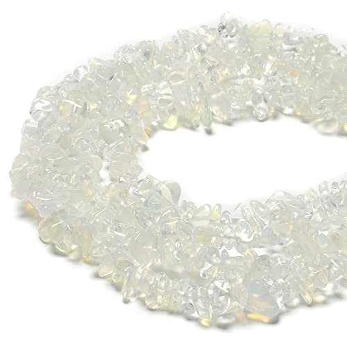 3-5mm Natural White Opalite Gemstone Chips Loose Beads Semi Precious for Jewelry Making DIY Handmade Craft Supplies 1 Strand per Bag Approxi 32" - color: Opalite