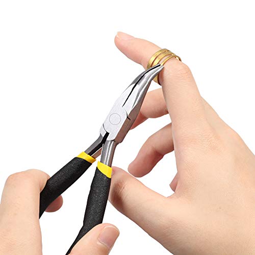 Mini Bent Nose Pliers for Jewelry Making 5 Inch Smooth Jaw Micro Beading Pliers Precision Handcraft DIY Hand Tool - size: Bent Nose