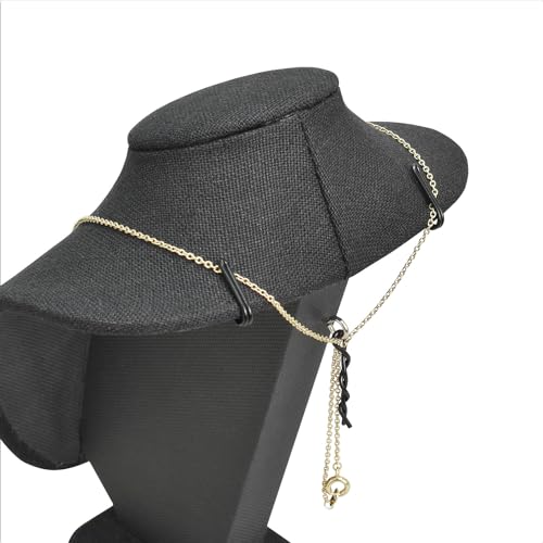 MOOCA Small Linen Covered Wood Jewelry Display Necklace Chain Jewelry Bust Display Holder Stand, Necklaces Mannequin, 7 1/4 in Height, Black Linen - color: 8) Black Linen, 1 piece