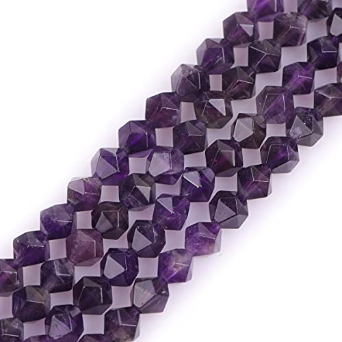 GEM-Inside Natural 8mm Amethyst Gemstone Loose Beads Faceted Purple Square Cambay Crystal Energy Stone Power for Jewelry Making 15" - color: Amethyst, size: 8mm