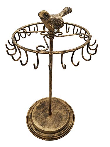 Bird Rotating Necklace Holder Bracelet Stand/Jewelry Organizer/Jewelry Tree,Bronze - color: Bronze