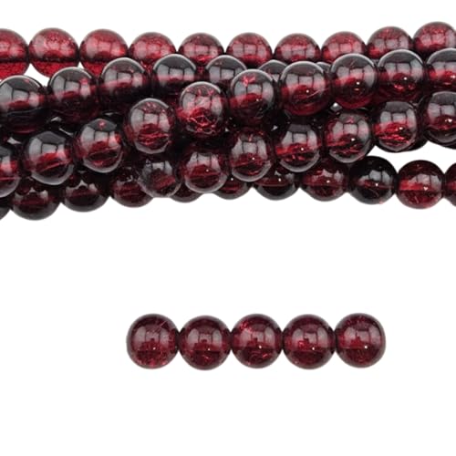 DandS ltd Crackle Lampwork Glass Beads for Jewelry Making, Red Garnet, Vibrant DIY Bracelets, Necklaces, Earrings, Beading Supplies & Craft Kits for Handmade Jewelry, 80pcs 0.39 inch (10mm), #J282-10 - color: Red Garnet