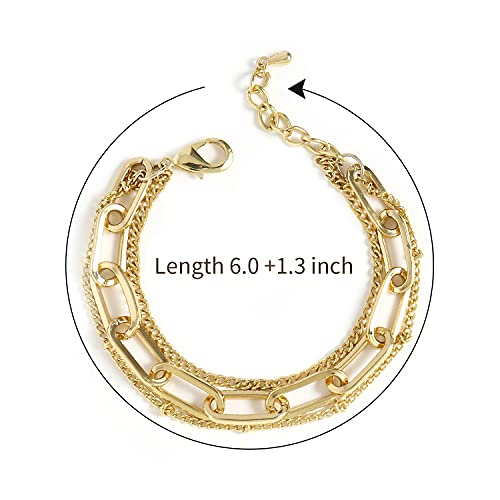 Waterproof Gold Chain Bracelet For Women Non Tarnish,14K Gold Plated Link Dainty Bracelets Stake Layered Bracelet Set Hypoallergen Gold Jewelry - color: Style-2