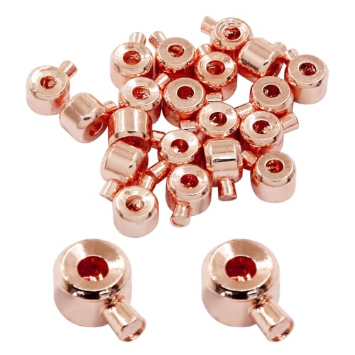 20Pcs Rose Gold Crimp Beads 18K Rose Gold Plated Beads 3mm Loose Rondelle Spacer Beads Metal Bead Spacers Beads for DIY Bracelet Necklace Jewelry Making - color: Rose Gold