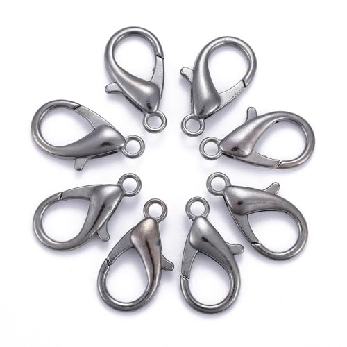 HDSupplies 50 Pieces - Lobster Clasps - Gunmetal Black - 21x12mm w/ 2mm Hole - color: Gunmetal Black, size: 21x12mm