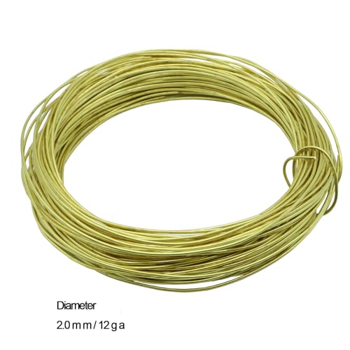 12 Gauage(2 mm),1 Pound 55ft Spool Brass Wire for Jewelry Making, Beading,Yellow Brass, Round, Dead Soft - size: 12 Gauage(2 Mm),1 Pound