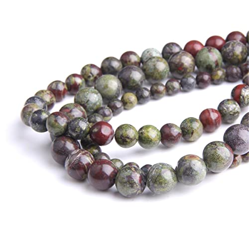 Natural Stone 6mm Dragon Blood Stone Smooth Round Loose Beads Energy Gemstone DIY for Jewelry Making Bracelet Necklace 1 Strand 15" - color: Dragon Blood, size: 6mm