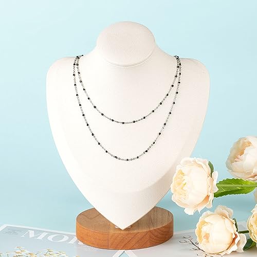 UMAOKANG 10 Meters Stainless Steel Jewelry Chain for Jewelry Making Black Enamel Bead Cable Chain Roll with Open Jump Rings and Lobster Clasps - color: Black Bead-Steel
