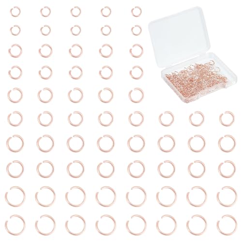 UNICRAFTALE 250pcs 3/4/4.5/5/6mm Open Jump Rings Rose Gold Jump Rings Stainless Steel Round O Rings Connectors for Chainmail Jewelry Bracelet Necklace Making - color: Rose Gold