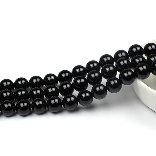 MJDCB Natural Stone Bead Black Onyx Gemstone Loose Beads for Jewelry Making Bracelet Necklace 10mm - color: Black Agate, size: 10mm