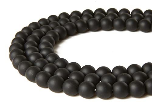 45pcs 8mm Matte Black Beads Natural Gemstone Beads Round Loose Beads for Jewelry Making - color: Matte Black, size: 8mm