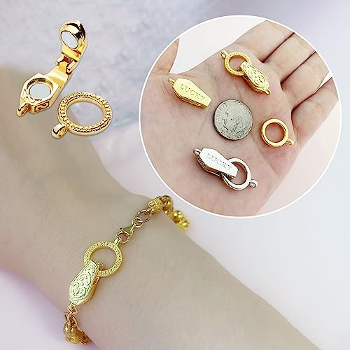 OHINGLT Fold Over Magnetic Necklace Clasps and Closures 18K Gold and Silver Plated Brass with Loop Magnet Converter for DIY Bracelet Jewelry Making - color: 2Pcs Silver-A