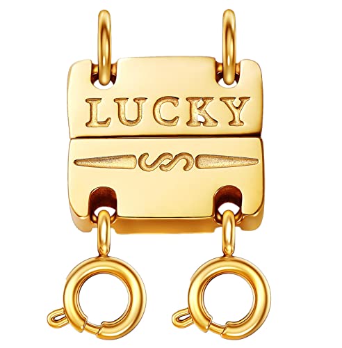 Dailyacc Lucky Necklace Layering Clasp 18K Gold and Silver Strong Multiple Necklace Clasps For Layered Separator - color: Double - Gold
