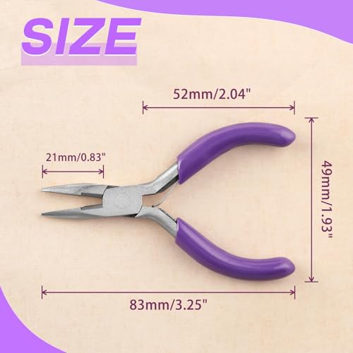 SPEEDWOX 3 Inches Chain Nose Pliers with Cutter, Purple, Jewelry Making Miniature Pocket Plier, Needle-Nose Pliers, Wire Cutters, Jewelry Pliers, Jewelry Making Tools - style: Chain Nose Pliers With Cutter