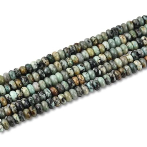160pcs 4x2mm Natural African Turquoise Disk Rondelle Spacer Semi Precious Gemstone Loose Stone Beads for Jewelry Making 15 Inch - color: African Turquoise