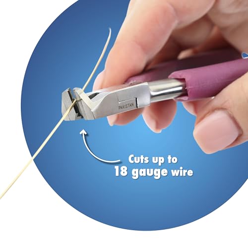 Beadalon Professional Series Tungsten Carbide Jaw Hard Wire Bypass Flush Cutter, Purple Vinyl-Free Grips, Stainless Steel, cuts up to 18 gauge Wire, 5 in - style: Bypass Flush Cutter, Purple