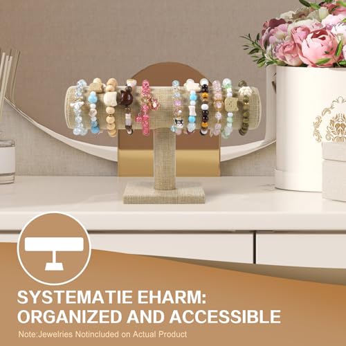 T-Bar Bracelet Display Stand for Selling, Jewelry Storage, Bracelet Holder Stand,Bangle, Jewelry Business Supplies, Watch holder for Women & Men (Yellow Linen) - color: Yellow Linen
