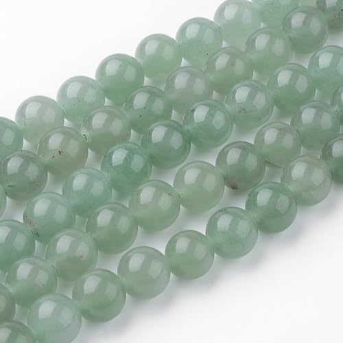 36Pcs Natural Green Aventurine Beads 10mm Round Gemstone Beads Smooth Stone Loose Bead for DIY Bracelets Necklace Earrings Jewelry Making - color: Natural Green Aventurine, size: 10mm