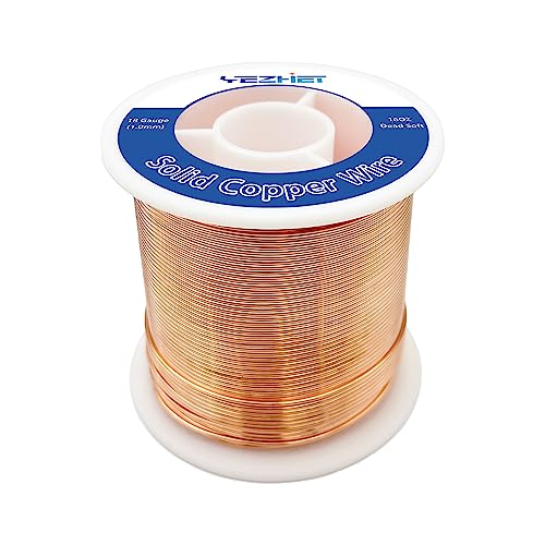 99.9% Solid Bare Copper Wire(18 Gauge(1.0MM), 213Ft), Dead Soft 1 Pound Spool Pure Copper Wire for Crafts, Jewelry Making, Electroculture Gardening - size: 18GA