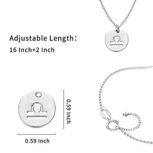 925 Sterling Silver Zodiac Necklace Disc Charm Necklace Gift for Your Wife Girlfriend or Family Member - style: Cancer